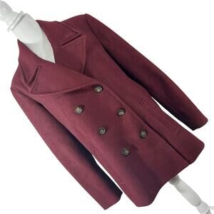 OLD NAVY! RICH BURGUNDY RED WOOL BLEND BIG LAPEL PEACOAT, JACKET, COAT! SZ XL